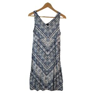 Athleta Women's Blue Boho Print Midi Dress Small Sleeveless Paisley MicroModal‎